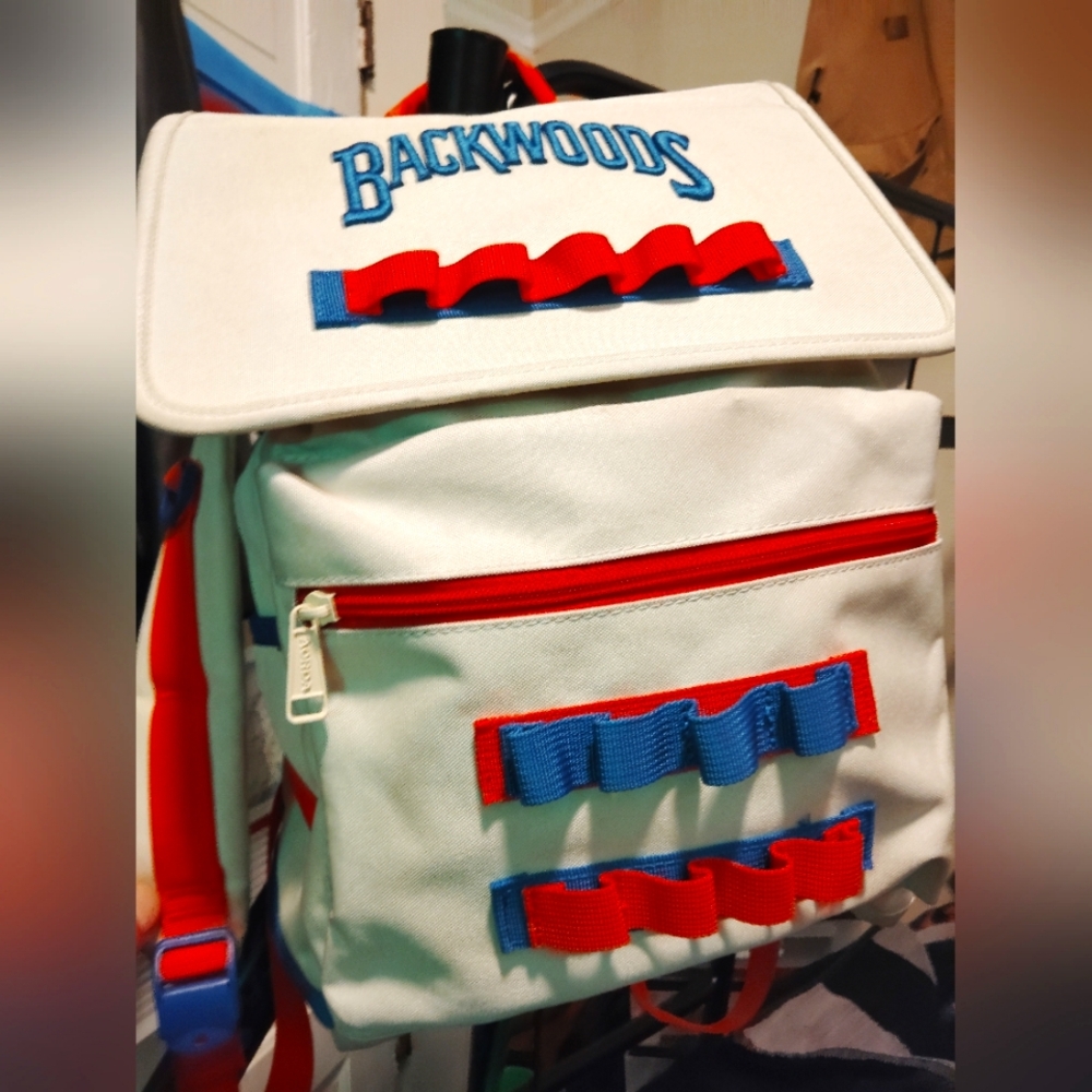 White and Red Men's Backpack